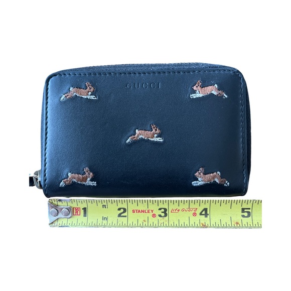 Gucci Black Leather Zip Wallet with Embroidered Rabbits – Made in Italy - Picture 11 of 12